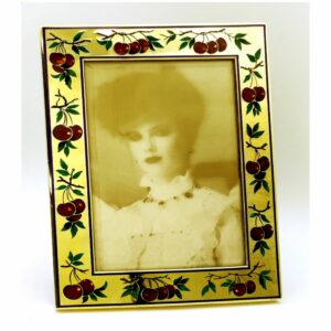 Picture frame Cherry Red and Green Enamel gold plated Sterling Silver Salimbeni