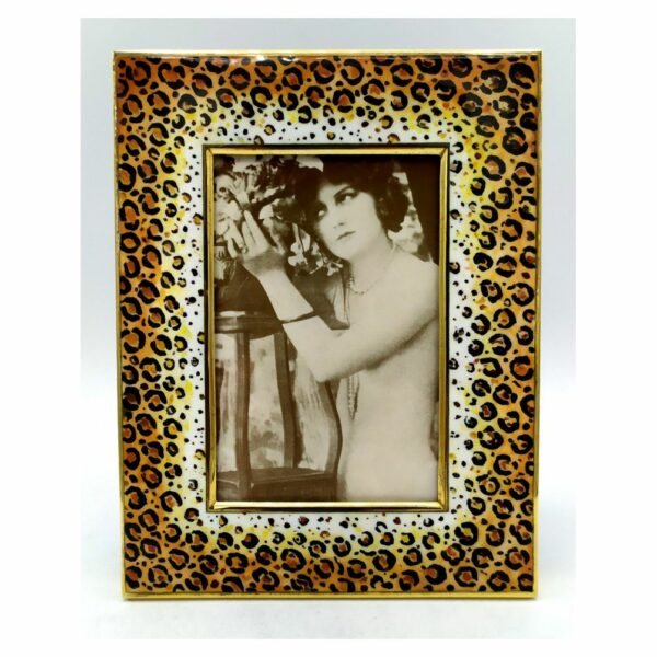 Picture Frame leopard animalier decoration enamel on Sterling Silver Salimbeni