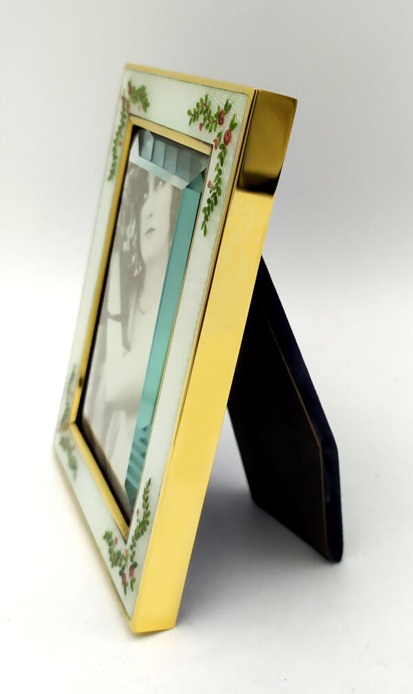 Photo Frame enamel fired on guilloche and hand painted miniature Sterling Silver Salimbeni 8 scaled