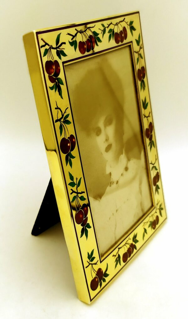 Photo frame Cherry Red and Green Enamel on gold plated Sterling Silver Salimbeni 1 scaled