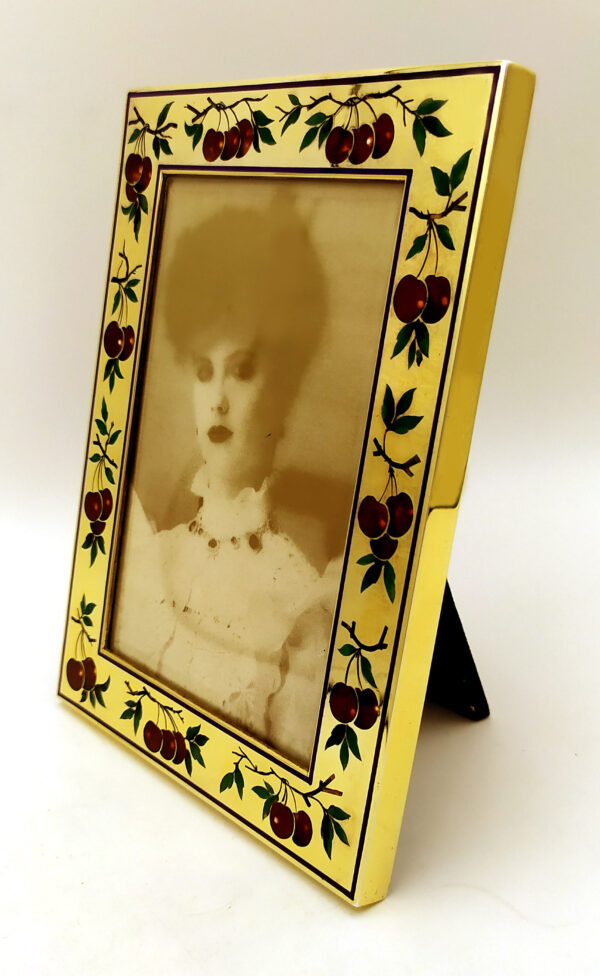 Photo frame Cherry Red and Green Enamel on gold plated Sterling Silver Salimbeni 2 scaled