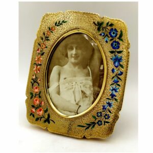 Picture Frame floral engraving and hand-painted Sterling Silver Salimbeni